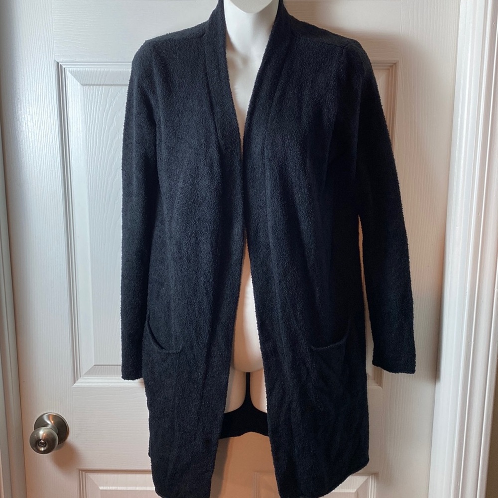 Barefoot Dreams Cozychic Lite Black Cardigan Size Small Open front